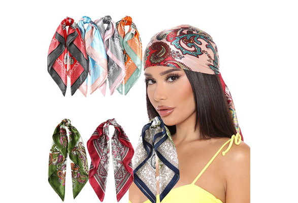 90*90cm Women Scarf Silk Feeling Muffler Handkerchief Rings wrap