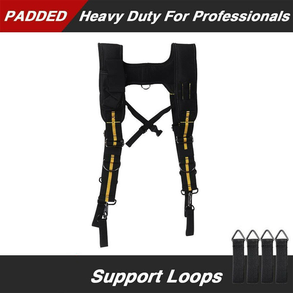 Padded Heavy duty Work Tool Belt Braces Suspenders For Tool Pouch + 4
