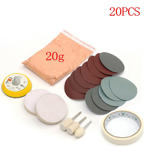 20PCS Glass Scratch Polishing Kit Wheel Sandpaper Pad Cerium Oxide ...