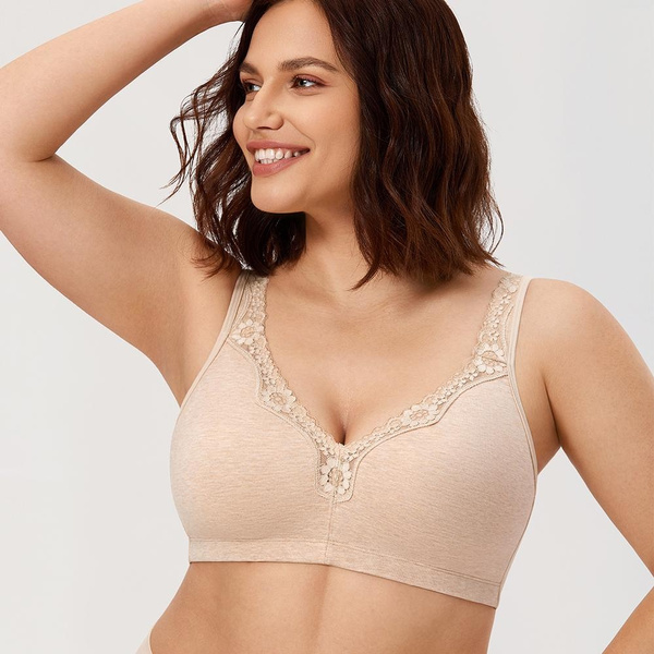 Women's Full Coverage Bra Wirefree Non-padded Cotton Plus Size