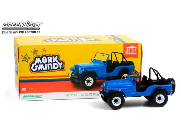 Mork and Mindy 1972 Jeep CJ5 Blue 1:18 Scale Greenlight 19079 | Wish