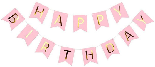 pink, happybirthdaybanner, birthdayhangingbanner, birthdaypaperflag