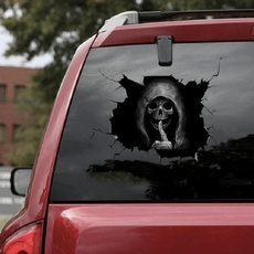 Car Sticker, Decor, halloweensticker, skull