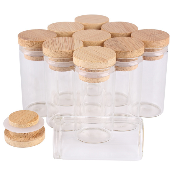 5 pieces 25ml 30*60mm Test Tubes with Bamboo Caps Glass Spice Jars with ...