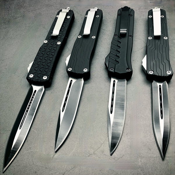 Fast Opening Switchblade Knife Double Action Straight Out Spring Knife ...