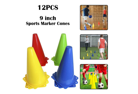 12x Plastic Sports Marker Cones Agility Football Pitch Training Fitness Exercise 