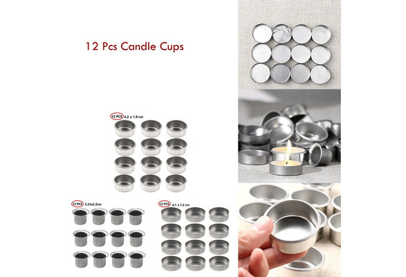 12 Pcs Mini Candle Jars Round Metal Candle Cups Tea Light Tins DIY