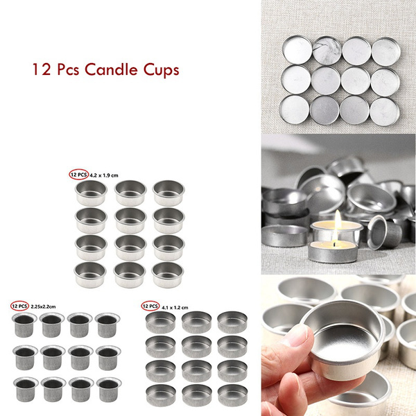 12 Pcs Mini Candle Jars Round Metal Candle Cups Tea Light Tins DIY
