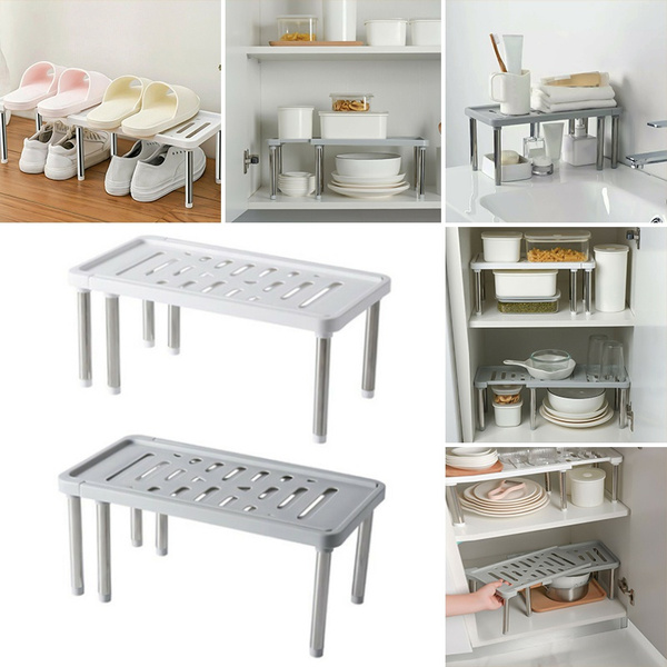 Adjustable Storage Organiser Shelf Kitchen Cupboard Support Pantry