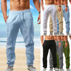 drawstringpant, Plus Size, cottonlinen, men trousers