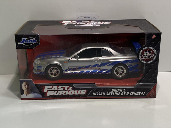 Fast and Furious Brians Nissan Skyline GT R R34 Scale 1:32 Jada 97184 ...