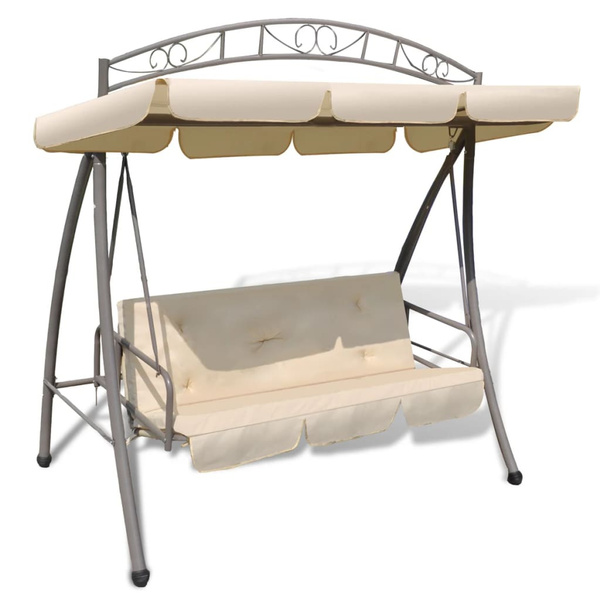 Hollywood swing with bed function and roof sand white hollywood-Schaukel  hollywood schommel balançoire hollywoodienne
