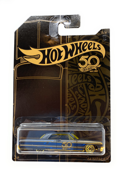 Hot Wheels 2018 Black Gold 64 Impala 5 6 Diecast Car from the 50th Anniversary Collection Wish