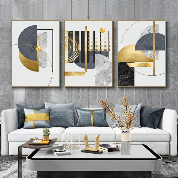 Modern Wall Art Set of 3 Painting Canvas Art Mustard Gray 3 Canvas Set  Abstract 3 Poster Set Printable Wall Art Bedroom Art Printable Canvas 