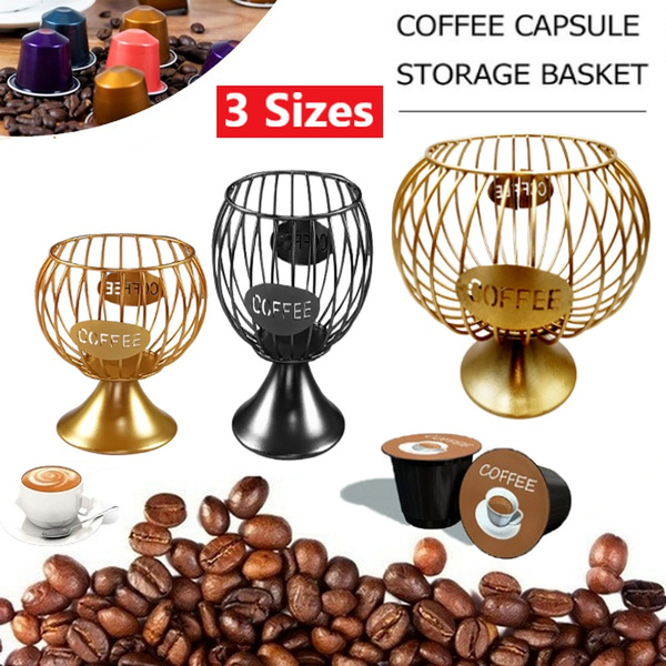 Metal Coffee Capsule Storage Box, Milk Frother Whisk Storage Basket,  Instant Coffee Capsule Holder, Display Shelf