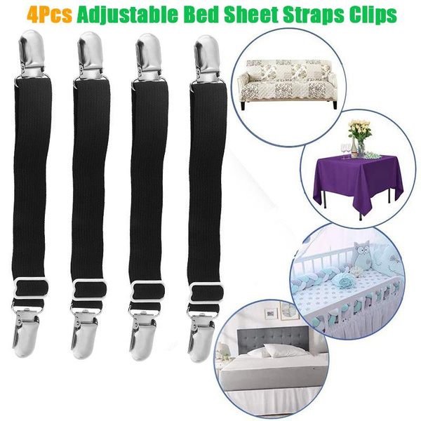 4Pcs Bed Sheet Elastic Grippers Belt Fastener Bed Sheet Clips