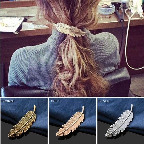Fashion Women Barrette Leaf Feather Hair Clip Hairpin Bobby Pin Hair Accessories