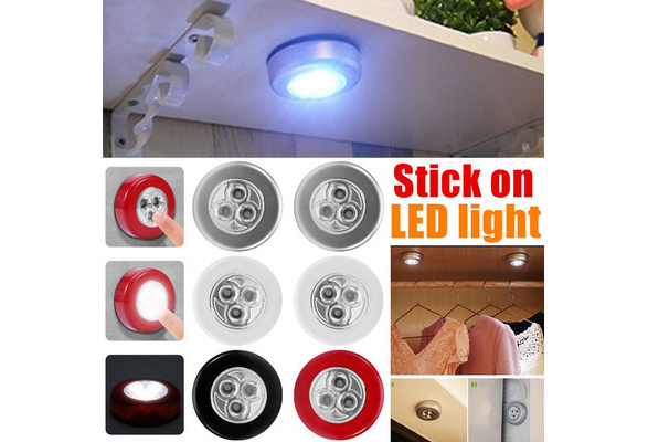 3 LED Wardrobe Touch Light Lamp Battery Powered Cabinet Closet Push Stick On  T1 