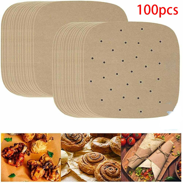 100PCS Air Fryer Parchment Paper, Perforated Square Air Fryer