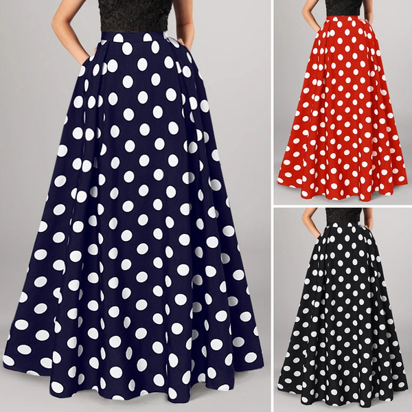 Vila polka dot pleated maxi clearance skirt