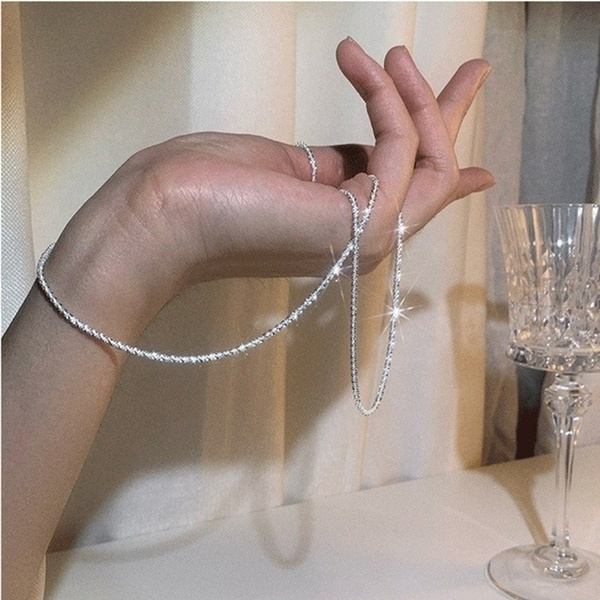 Shiny sparkling glitter clavicle chain s925 silver necklace brand