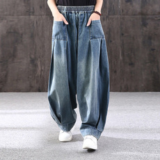 Women Pants, Jeans, elastic waist, Waist
