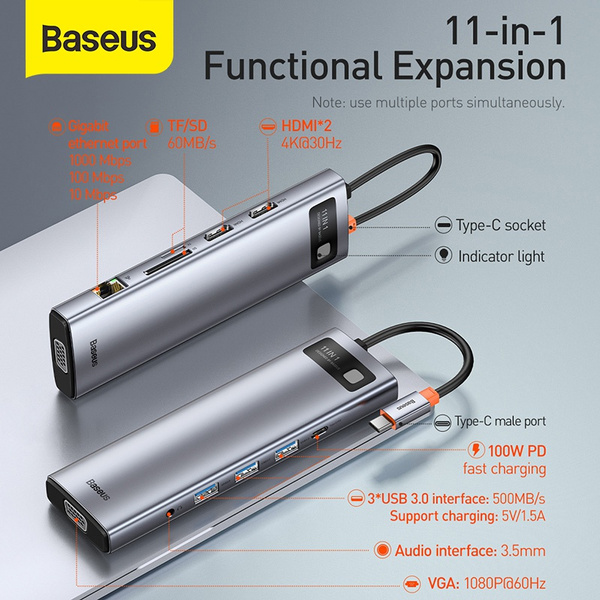 USB C Hub Type-C 3.1 to 4K HDMI-Compatible RJ45 USB SD/TF Card