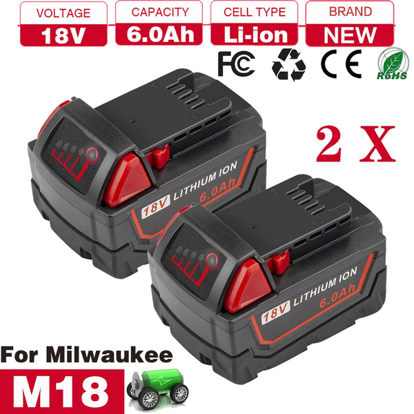 Upgraded M 18 6.0Ah 18V Li ion Replacement Battery for Milwaukee M18 Battery Compatible with Milwaukee Battery 48 11 1820 48 11 1850 48 11 1860 2