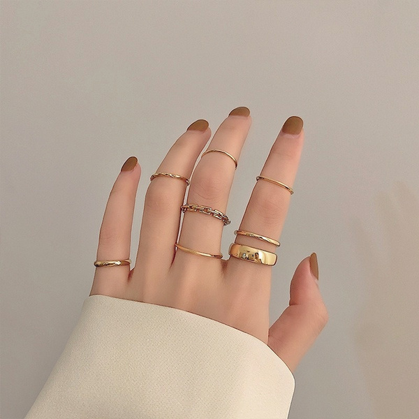 7pcs Fashion Jewelry Rings Set Hot Selling Metal Alloy Hollow Round Opening  Women Finger Ring For Girl Lady Party Wedding Gifts | Wish