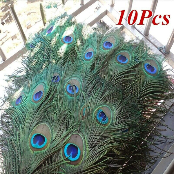 10Pcs 100% Real Natural Peacock Tail Eyes Feathers Wedding Party Decor 25-30cm