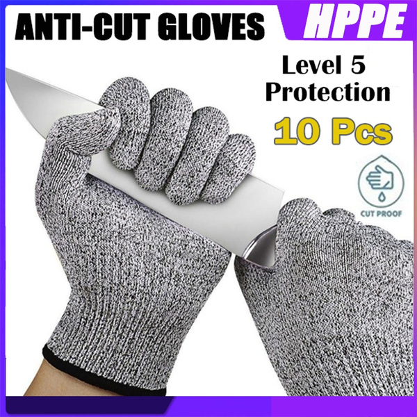 10Pcs Cut Resistant Gloves Cut Proof Gloves Level 5 Protection