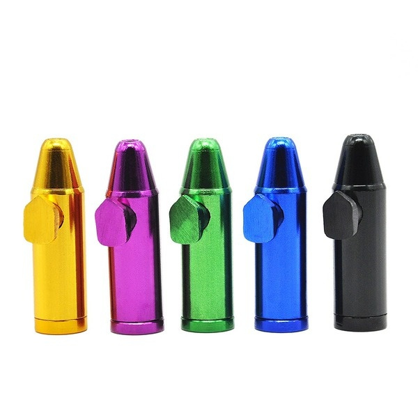 Nasal Snorting Powder Dispenser Snuff Box Metal Snorter Rocket Bullet