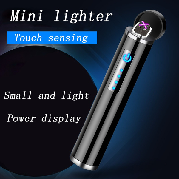 New Cool USB Rechargeable Arc Electric Lighter Cylindrical Power Display  Touch