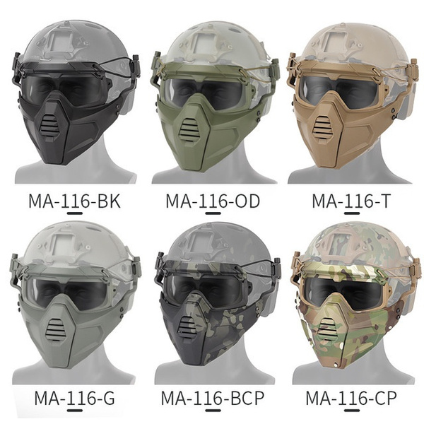 Tactical Mask Goggles Military Hunting Protective Safety Shooting Masks with Goggles Airsoft