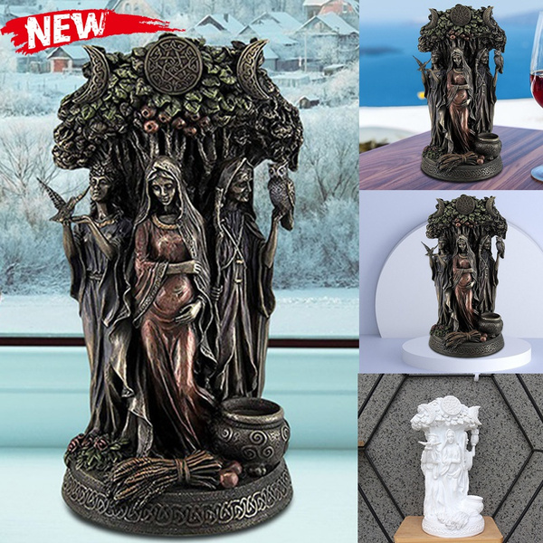 Vintage The Triple Goddess Sculpture Celtic Sacred Moon Triple Goddess