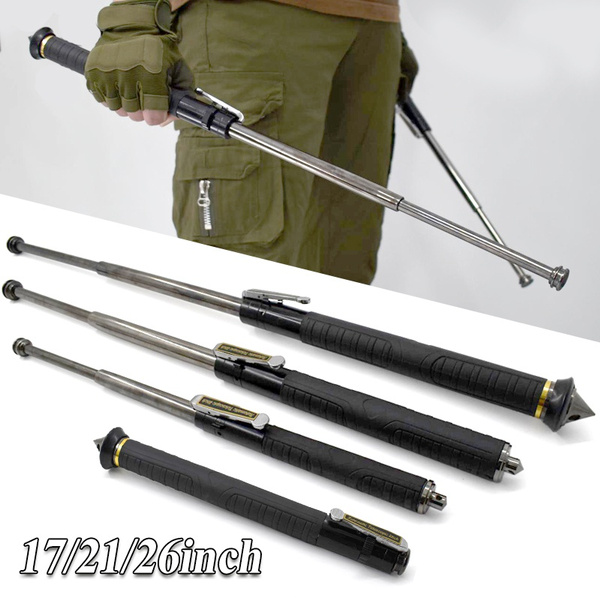 Alloy Steel Automatic Spring Crowbar Portable Self-defense Weapon Telescopic  Sticks 17/21/26inch Baton