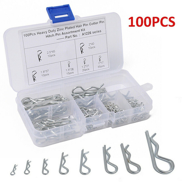 100Pcs Stainless Steel R Clips Spring Hitch Cotter Hair Pin Assortment ...