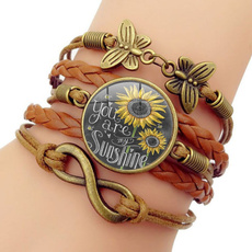 infinity bracelet, butterfly, Leather Bracelet, Fashion