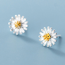 daisyearring, Sterling, Stud Earring, Simple