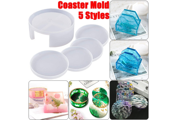 Coaster Resin Molds 4PCS Coaster Silicone Molds for Epoxy Resin