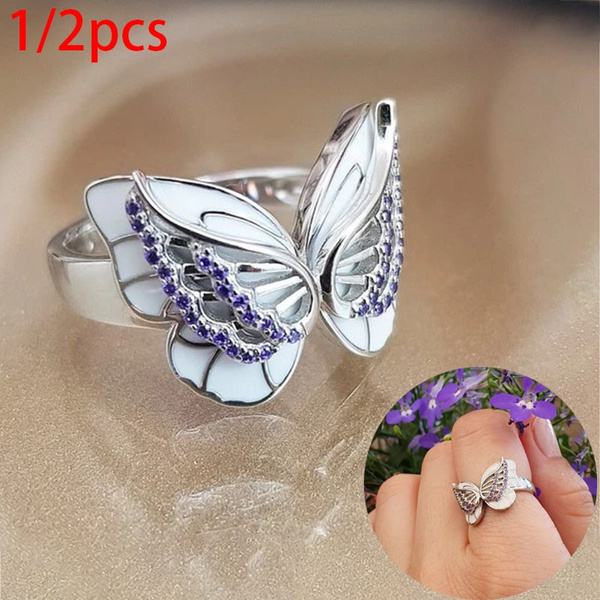 Purple 2024 butterfly ring