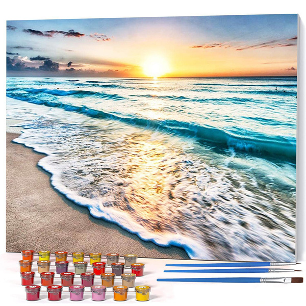 Sunrise Waves - Paint by Numbers Kit for Adults DIY Oil Painting Kit on  Canvas