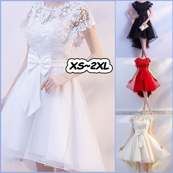 Scalloped Scoop Neckline Short A-line Bridal Dress - Promfy