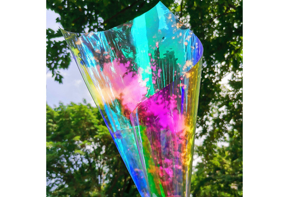 50*95cm Roll Iridescent Holographic Clear Transparent PVC Fabric Laser Film  Rainbow Vinyl Bow Bag Case Craft Handmade Material
