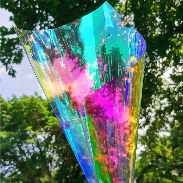 Laser Iridescent Holographic Film Clear Transparent Pvc Fabric Laser  Rainbow Shiny Vinyl Material Bow Craft Bag