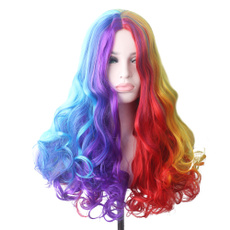 wig, averagesize, rainbow, Cosplay