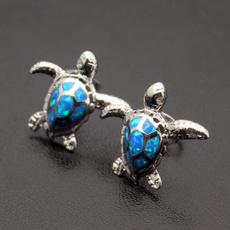 Turtle, cute, blueopalearring, Stud Earring