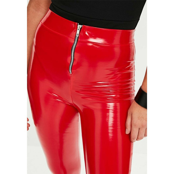 Women Sexy Bodycon Latex Leather Pants Zipper Pants Slim Warm