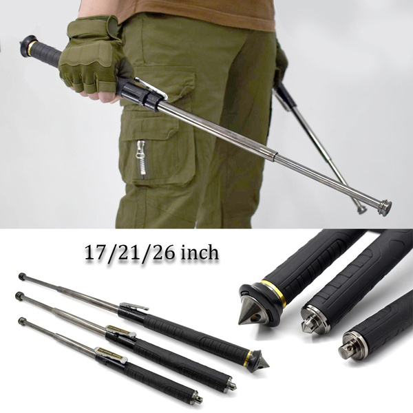Pushbutton Spring Telescopic Baton Threesection Telescopic Baton Self