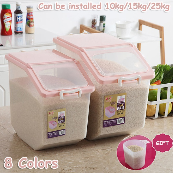 40cm Kitchen Rice Storage Box Grain Container Kitchen Organizer Large Plastic  Flour Rice Boxes Dust-Proof Moisture